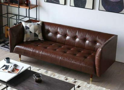 Běhun Chesterfield Luxus 3-místná kožená sedací souprava do obývacího pokoje.