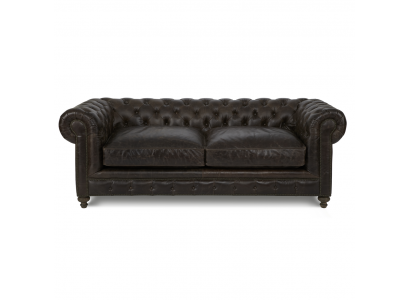 Hnědý Chesterfield 3místná designová pohovka do obývacího pokoje