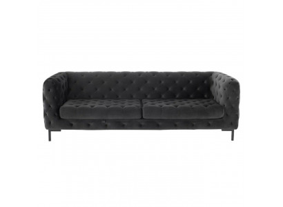 Designer Černá třímístná pohovka Chesterfield 3v1 moderní.