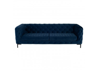 Elegantní modrý třímístný Chesterfield obývací pokoj luxusní gauč