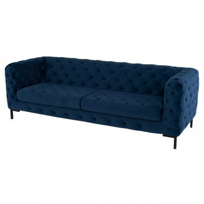 Elegantní modrý třímístný Chesterfield obývací pokoj luxusní gauč
