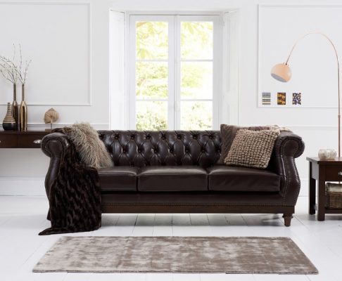 Chesterfield Designer Hnědý 3-místný Luxusní obývací pokoj Sofa