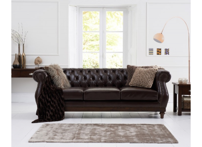 Chesterfield Designer Hnědý 3-místný Luxusní obývací pokoj Sofa