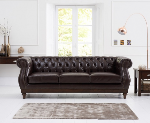 Chesterfield Designer Hnědý 3-místný Luxusní obývací pokoj Sofa