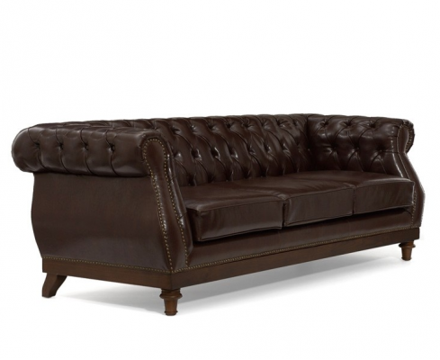 Chesterfield Designer Hnědý 3-místný Luxusní obývací pokoj Sofa