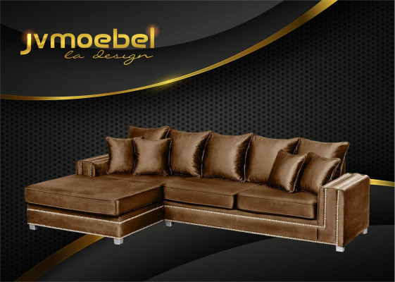 Ecková sedací souprava L-tvar textil Luxus design Wohnlandschaft polstery Couch Couchen Möbel