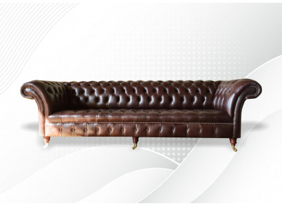 Sofy Chesterfield Polstrový design XXL luxusní sedačka 4místná kožená sedací souprava Sedací souprava
