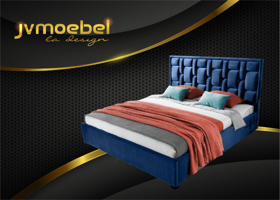 Blaues Designer Bett Schlafzimmer Design Möbel Modern Luxus Betten Gestell Neu