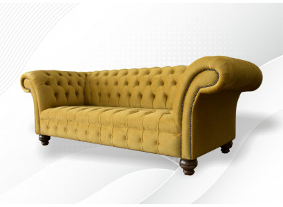 xxl pohovka Couch Chesterfield 225cm potahové pohovky 3-sedačka kůže textil textilie Nový