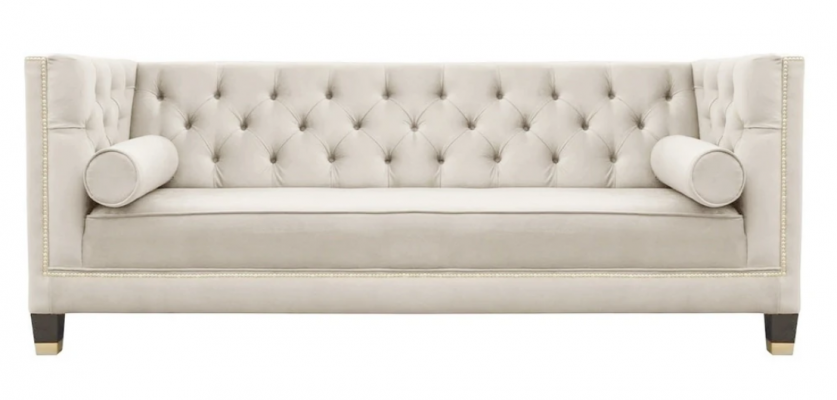 Luxus Beige Chesterfield Samt Třísedák Nábytek Hotel Obývací pokoj Praxe