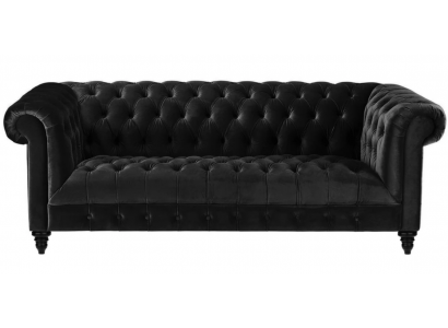 Černá sametová pohovka Luxus Chesterfield nábytek pohovka s knoflíky třímístná