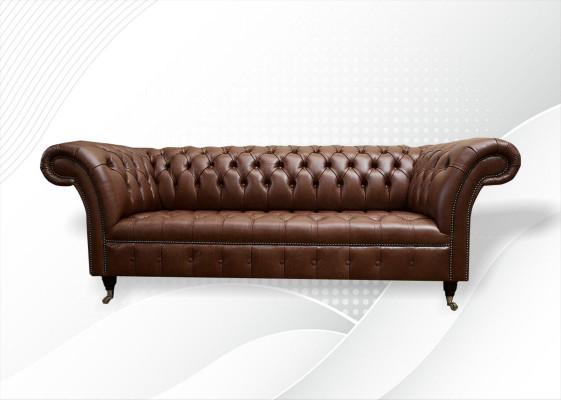 Chesterfield pohovka potahové pohovky Klasické kůže 3 místná pohovka hnědá.