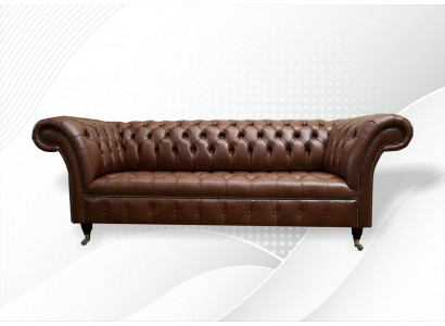 Chesterfield pohovka potahové pohovky Klasické kůže 3 místná pohovka hnědá.