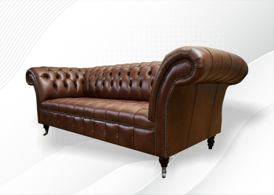 Chesterfield pohovka potahové pohovky Klasické kůže 3 místná pohovka hnědá.