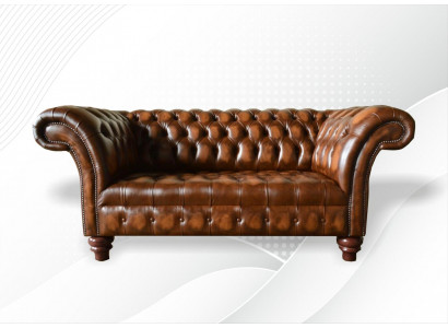Design Chesterfield Sofa 2místná hnědá pohovka potahové pohovky obývací pokoje pohovka Nový