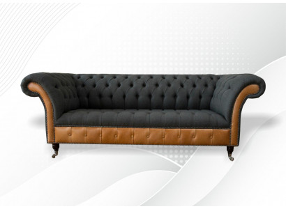 Tkanina Pohovka Obývací souprava 3místná Designová pohovka Pohovky Pohovky Šedá Chesterfield