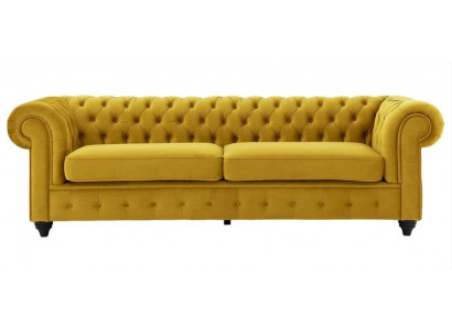 Žlutá pohovka s knoflíky Chesterfield pohovka polstrované sedadlo pohovky gauče luxus nové