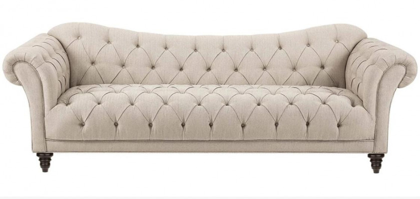 Béžová pohovka s knoflíky Chesterfield Sofa čalouněná sedací souprava Pohovky Luxusní Nové