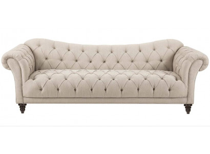 Béžová pohovka s knoflíky Chesterfield Sofa čalouněná sedací souprava Pohovky Luxusní Nové