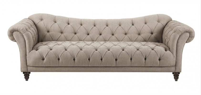 Béžová pohovka s knoflíky Chesterfield Sofa čalouněná sedací souprava Pohovky Luxusní Nové