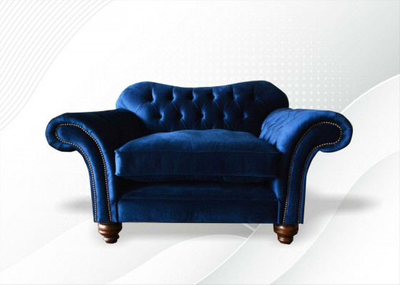Ohren Křeslo Křeslo Televizní Design Potah Sofa Pohovka Chesterfield Textil Modrá