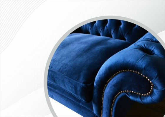 Ohren Křeslo Křeslo Televizní Design Potah Sofa Pohovka Chesterfield Textil Modrá