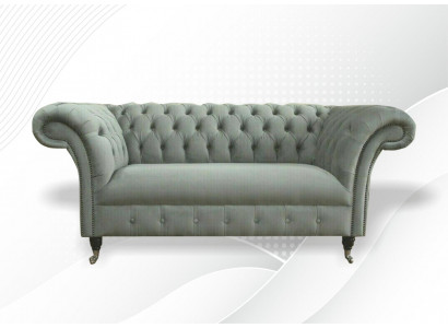 Chesterfield Sofa Čalouněné pohovky Klasická 2místná kožená látka Textil Nová
