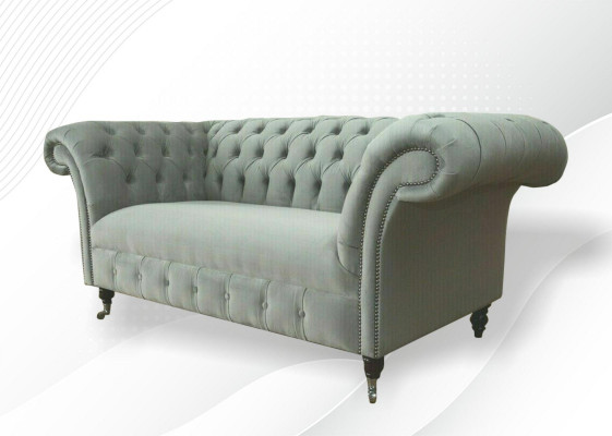 Chesterfield Sofa Čalouněné pohovky Klasická 2místná kožená látka Textil Nová
