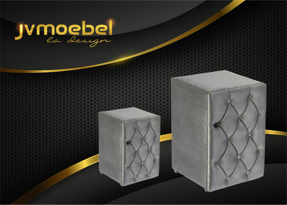 Moderní design 2x noční stolky Chesterfield textilní ložnice noční stolky nové