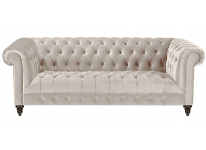 Chesterfield Beige Samtová pohovka Luxusní potahový nábytek Pohovka s tlačítky Třísedák