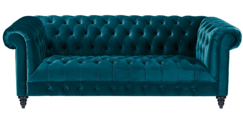 Chesterfield Turkis Samt Pohovka Luxus Čalouněný Nábytek Sofa s knoflíky Třímístný