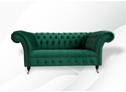 Chesterfield Zelená 2místná pohovka Potahové pohovky Zařízení Sofa Club Textil