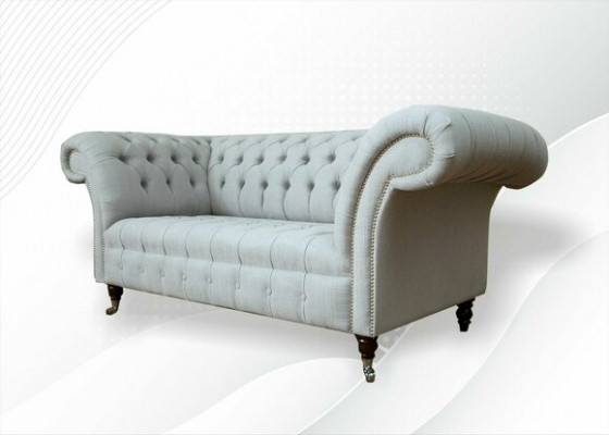 Chesterfield 2-místná sedací souprava do obývacího pokoje, pohovka, potah z textilu, nová