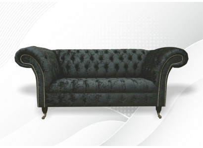 Chesterfield Samt klubová sedací souprava s dvěma sedadly, design textilní sedačky a pohovky.