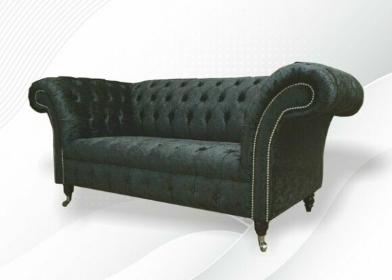 Chesterfield Samt klubová sedací souprava s dvěma sedadly, design textilní sedačky a pohovky.