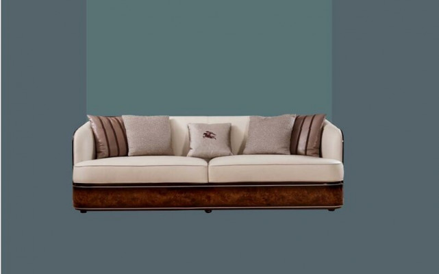 Pohovka 3místná Beige Moderní design obývacího pokoje Luxusní nábytek Kožená pohovka Nová