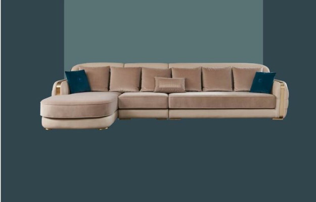 Rohová sedací souprava z kůže Beige Luxus Wohnlandschaft Couch Corner Suite Sofas nábytek Design