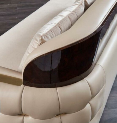 Rohová sedací souprava z kůže Beige Luxus Wohnlandschaft Couch Corner Suite Sofas nábytek Design