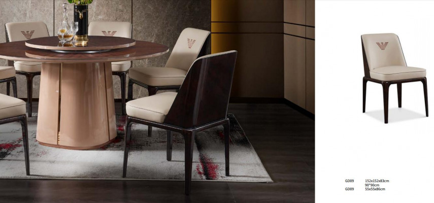 Kůže luxus Beige skupina židle moderní design nábytek jídelna dřevo 6 židlí