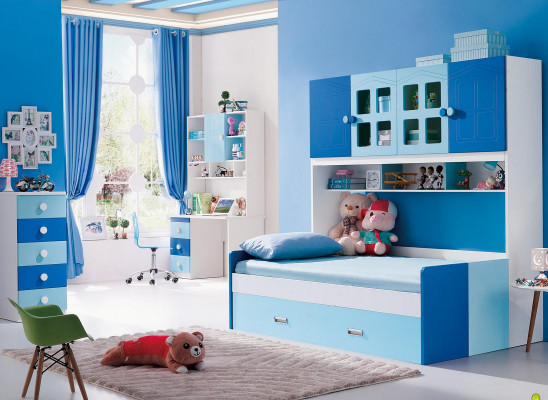 Designový pokoj pro mládež a dětské ložnice, stůl, postel, komoda, sada nových.