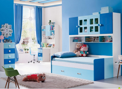 Designový pokoj pro mládež a dětské ložnice, stůl, postel, komoda, sada nových.