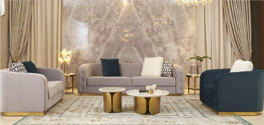 Sofa set 3+2+1 seater Design Sofas Upholstered Couches Textile Modern Relax