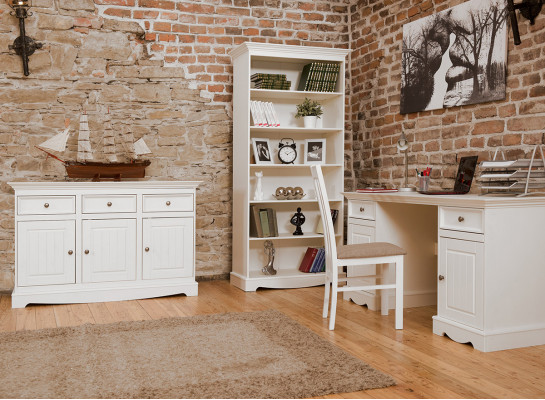 Venkovský psací stůl Nábytek do pracovny Kancelářský nábytek Masivní dřevo Office stůl Bílý