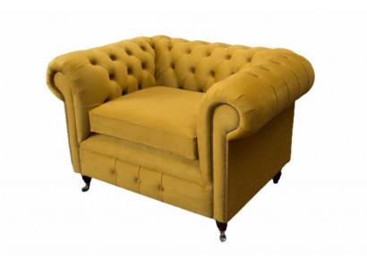 Křeslo Design Relax Textil Lounge Luxus Žluté Polstrování Sedadlo Chesterfield.