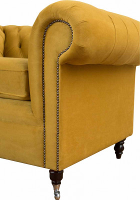 Křeslo Design Relax Textil Lounge Luxus Žluté Polstrování Sedadlo Chesterfield.