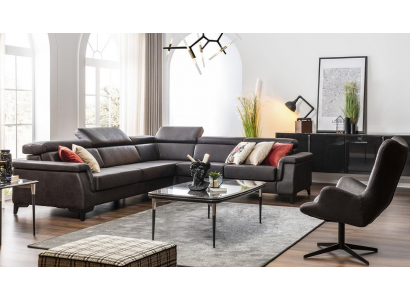 Sofa s rohem L-tvaru, křeslo, nábytek, funkce postele, černé, nové