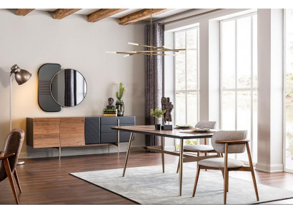 Designér hnědý jídelní stůl + 4x židle nábytková sada 5 kusů