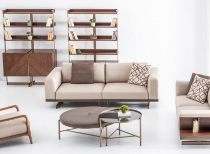 Moderní sedací souprava Luxus nábytek čalouněný textilní sedačka šedá Moderní pohovka