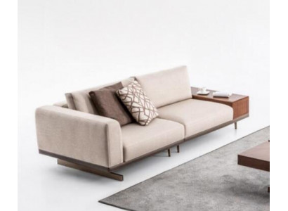 Beige moderní dvousedadlová luxusní pohovka pro obývací pokoj z látky.