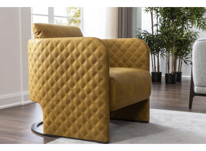 Křeslo Sessel Cocktailsessel Sitzer Moderní Koženka Žlutá Design